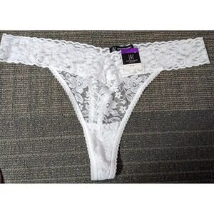 Women's White Lace Thong Panty Plus 3X Underwear Bridal NWT INC Panties